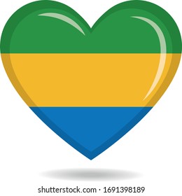 Gabon national flag in heart shape vector illustration