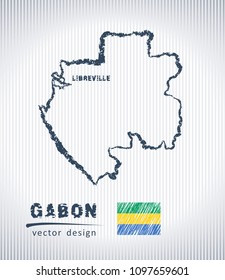 Gabon national vector drawing map on white background