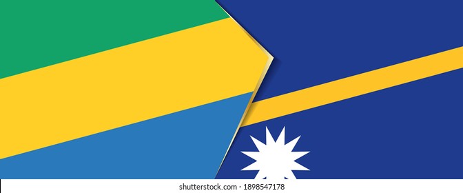 Gabon and Nauru flags, two vector flags symbol of relationship or confrontation.