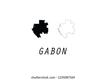 Gabon outline map country emblem 