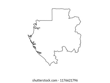 Gabon outline map country shape state borders