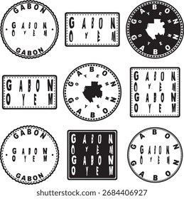 Gabão Oyem Round Seal Mapa Design