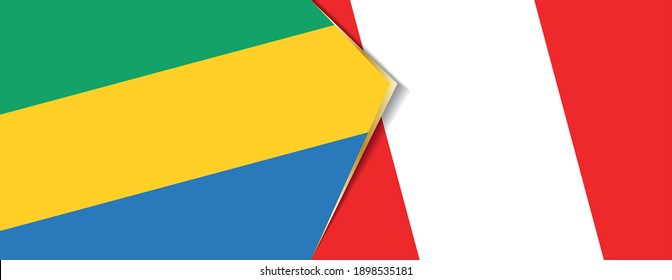 Gabon and Peru flags, two vector flags symbol of relationship or confrontation.