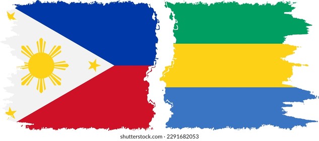 Conexión de banderas de grifo de Filipinas y Gabón, vector