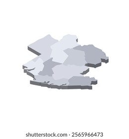 Gabon political map of administrative divisions - provinces. 3D isometric blank vector map in shades of grey.