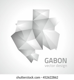 Gabon polygonal vector grey and silver map