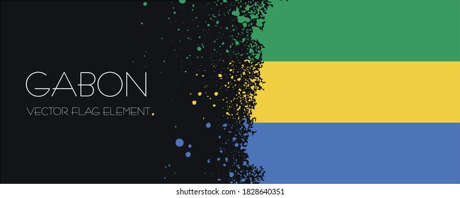Gabon. Poster, banner, screen saver for a presentation with a flag. Design element for national holidays, elections.