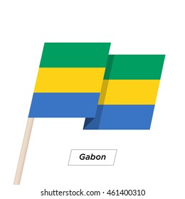 Gabon Ribbon Waving Flag Isolated on White. Vector Illustration. Gabon Flag with Sharp Corners
