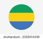 Gabon Round Country Flag. Circular Gabonese National Flag. Gabonese Republic Circle Shape Button Banner. EPS Vector Illustration.