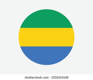Gabon Round Country Flag. Circular Gabonese National Flag. Gabonese Republic Circle Shape Button Banner. EPS Vector Illustration. svg