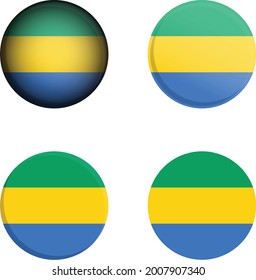 Gabon Round Country Flag in different styles disc badge vector illustration