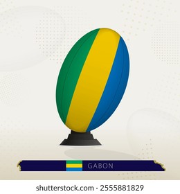 Gabon Rugby Ball on Rugby Kicking Tees with Modern Design. Illustration perfect for sports, national pride, and rugby-related projects.