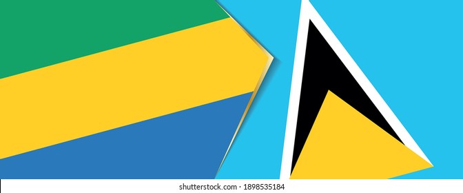 Gabon and Saint Lucia flags, two vector flags symbol of relationship or confrontation. - Shutterstock ID 1898535184