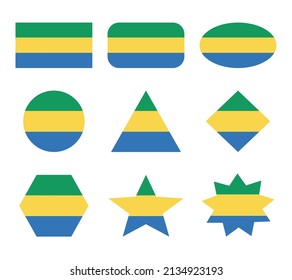 gabon set of flags with geometric shapes