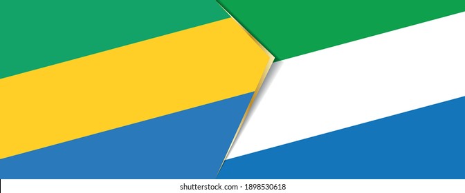 Gabon and Sierra Leone flags, two vector flags symbol of relationship or confrontation.