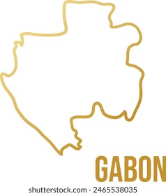 Gabon simple vector gold line map