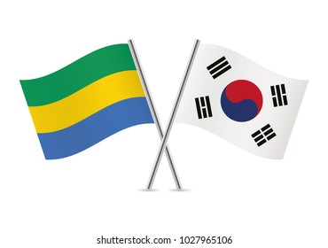 Gabon and South Korea flags. Vector illustration.