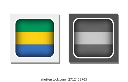 Gabon Square Rounded Flag Icon