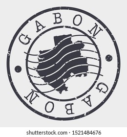 Gabon Stamp Postal. Map Silhouette Seal. Passport Round Design. Vector Icon. Design Retro Travel.