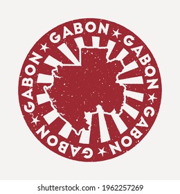 Gabon stamp. Travel red rubber stamp with the map of the country, vector illustration. Can be used as insignia, logotype, label, sticker or badge of Gabon.