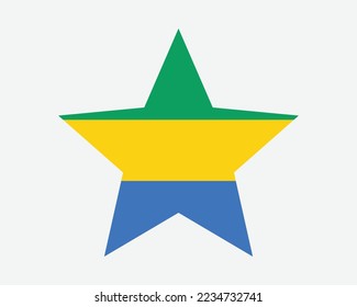 Gabon Star Flag. Gabonese Star Shape Flag. Gabonaise Country National Banner Icon Symbol Vector Flat Artwork Graphic Illustration svg