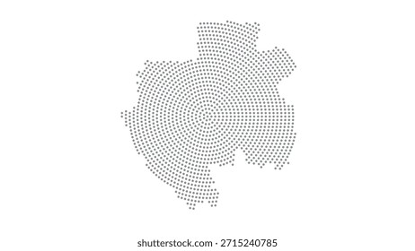 Gabon Stylized halftone dot map with concentric circular pattern