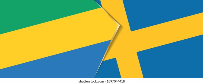 Gabon and Sweden flags, two vector flags symbol of relationship or confrontation.