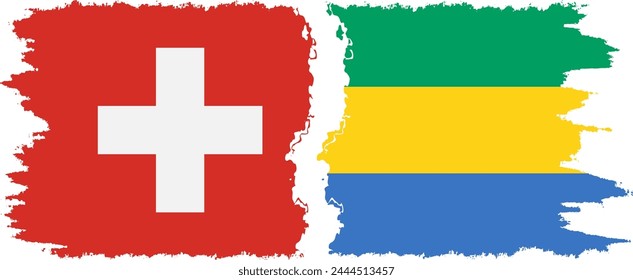 Gabon and Switzerland grunge flags connection, vector
