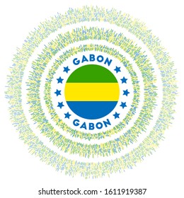 Gabon symbol. Radiant country flag with colorful rays. Shiny sunburst with Gabon flag. Captivating vector illustration.