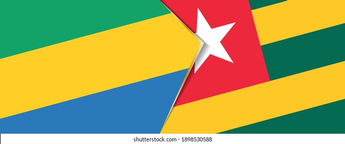 Gabon and Togo flags, two vector flags symbol of relationship or confrontation.