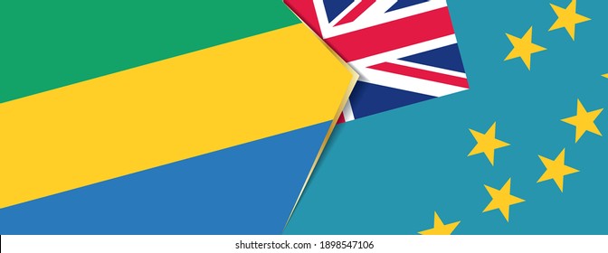 Gabon and Tuvalu flags, two vector flags symbol of relationship or confrontation.