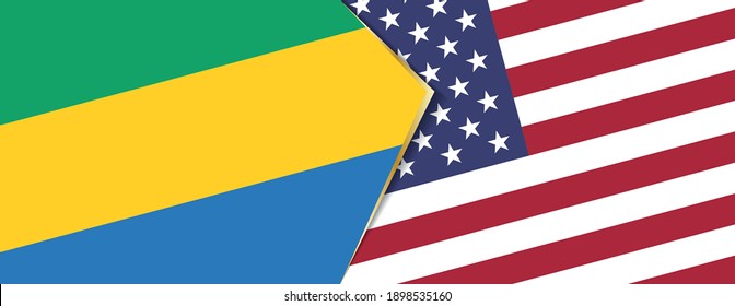 Gabon and USA flags, two vector flags symbol of relationship or confrontation.