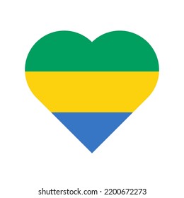 Corazón de bandera vector de Gabón sobre fondo blanco