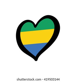 Gabon Vector Flag Inside Heart. 