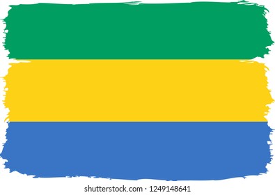 Gabon vector grunge brush stroke with  national flag and contour map. 