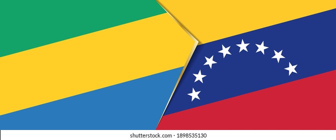 Gabon and Venezuela flags, two vector flags symbol of relationship or confrontation.