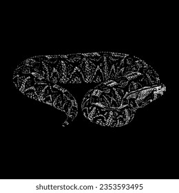 gabon viper hand drawing vector isolated on black background.