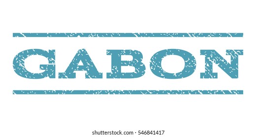 Gabon watermark stamp. Text caption between horizontal parallel lines with grunge design style. Rubber seal stamp with dirty texture. Vector cyan color ink imprint on a white background.