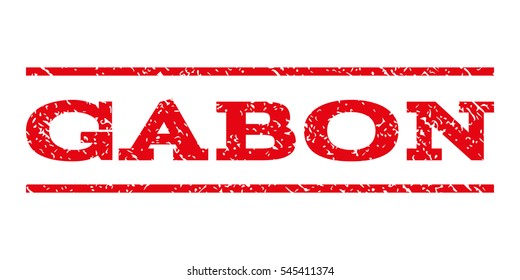 Gabon watermark stamp. Text tag between horizontal parallel lines with grunge design style. Rubber seal stamp with unclean texture. Vector intensive red color ink imprint on a white background.