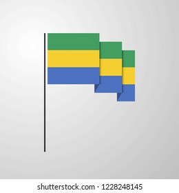 Gabon waving Flag creative background