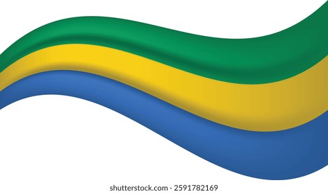 Gabon wavy flag, waving flag vector illustration