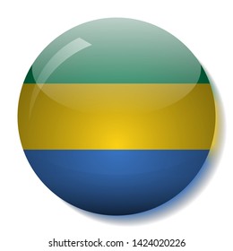 Gabonese flag glass button vector illustration