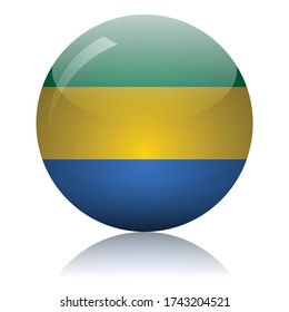 Gabunische Flaggenglas-Schaltflächenkopfzeichnung