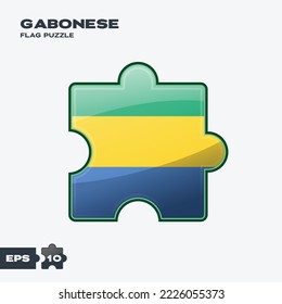 Gabonese flag puzzle pieces. vector illustration isolated on a white background
