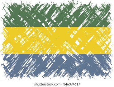 Gabonese grunge flag. Vector illustration. Grunge effect can be cleaned easily.