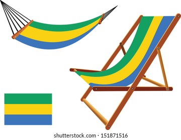 gabonese republic hammock and deck chair set against white background, abstract vector art illustration