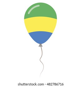 Gabonese Republic national colors isolated balloon on white background. Independence day patriotic poster. Flat style National day vector illustration.