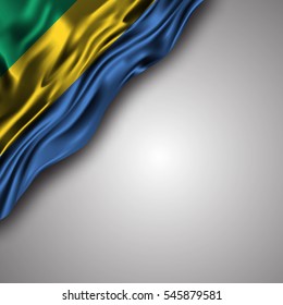 gabonese waving silky flag isolated on gray background, can be used in many topic like national day, gabone independence day and any national and international  events