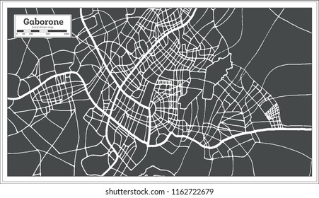 Gaborone Botswana City Map in Retro Style. Outline Map. Vector Illustration.