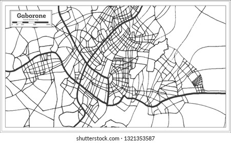 Gaborone Botswana City Map in Retro Style. Outline Map. Vector Illustration.